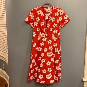 J.Crew red floral print dress. Size 8.